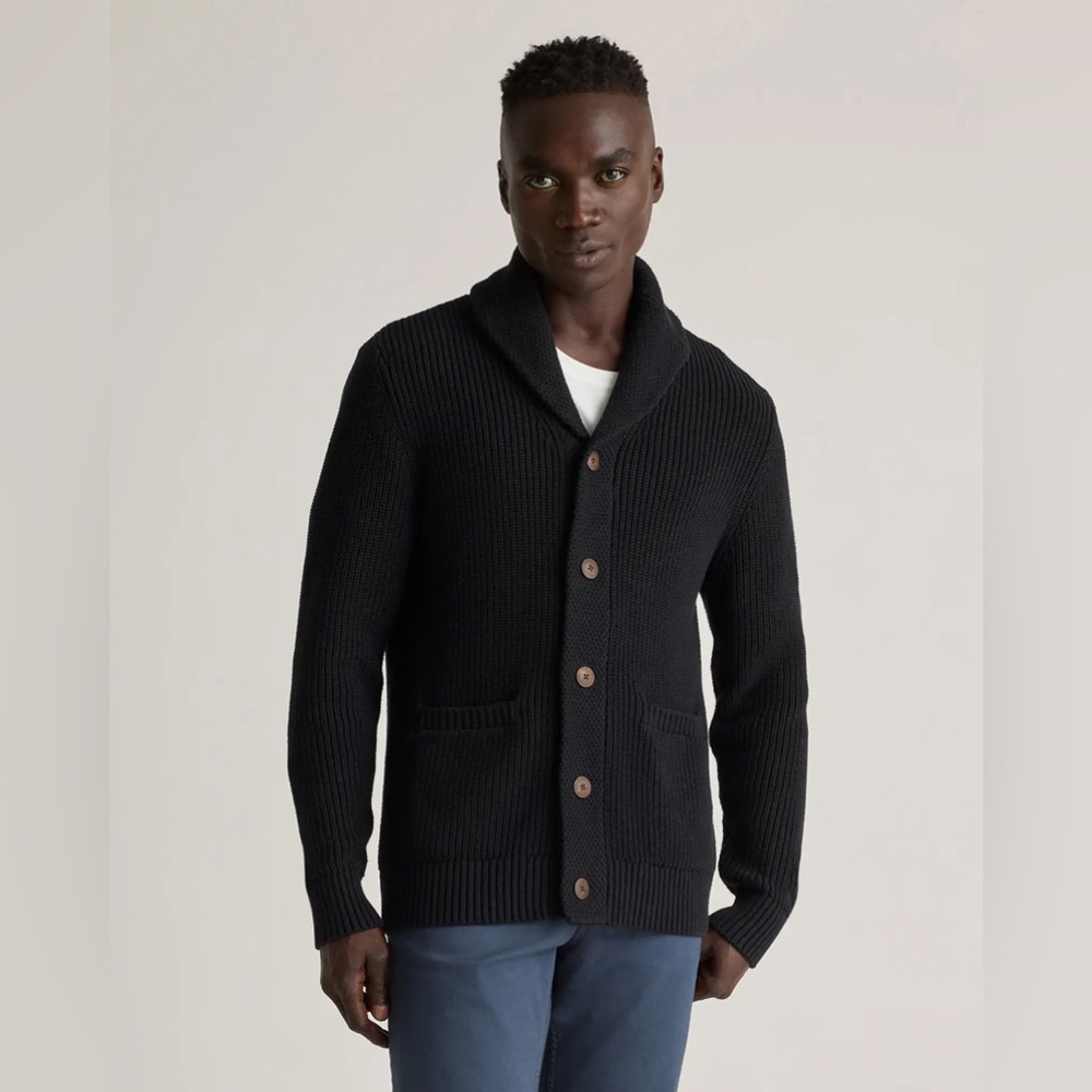 100% Organic Cotton Shawl-Collar Cardigan Sweater